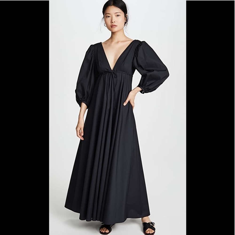 NWOT STAUD Amaretti Dress Black Cotton Poplin
